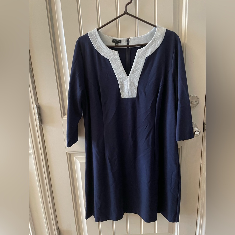 Talbots Navy and White dress